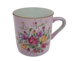 Vintage LEFTON Pink Floral Vanity Mug Cup Hand Painted porcelain 674 - $18.69