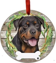 Rottweiler Dog Wreath Ornament Personalizable Christmas Holiday Decoration - £11.28 GBP
