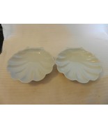 Set of 2 White Ceramic Clam Shell Plates for Appetizers or Sauces - £23.51 GBP