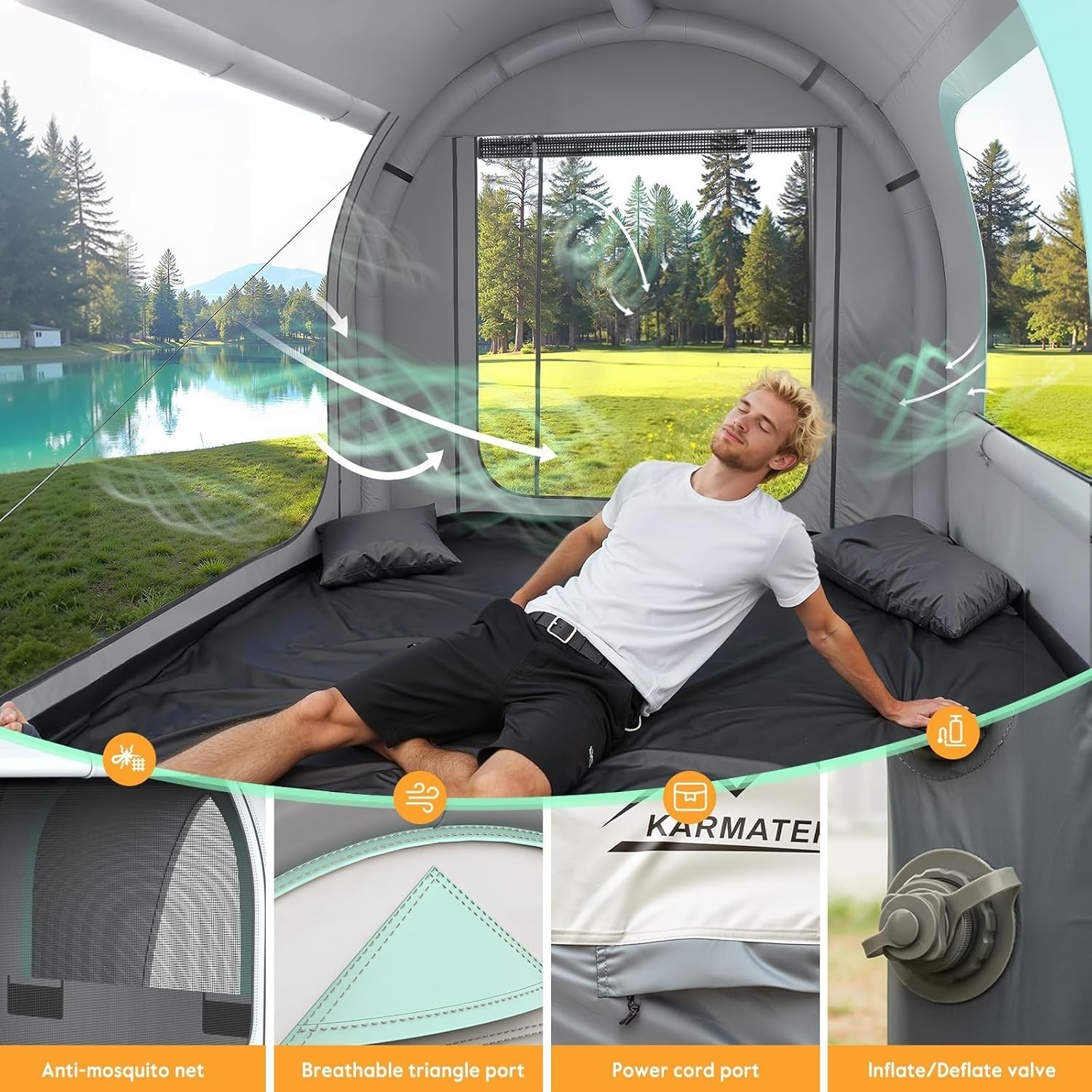 M KARMATER Inflatable SUV Tent for Camping 6-Person Tent with Detachable Car Att Item image 7