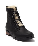 SOREL Emelie Genuine Shearling Lamb Fur Short Lace-Up Boot, Black, Size ... - €120,15 EUR