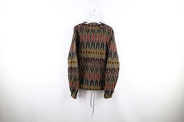 Vintage 60s 70s Streetwear Womens Medium Thrashed Rainbow Wool Knit Sweater - $1,148.05 MXN