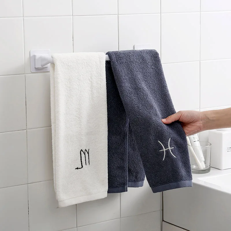 House Home Adhesive Towel Rack Bathroom Towel Bar Shelf Wall Mounted Tow... - £21.23 GBP