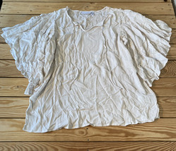 Susan graver NWOT Women’s rayon crepe flutter sleeve tunic size L ivory s11 - £14.69 GBP