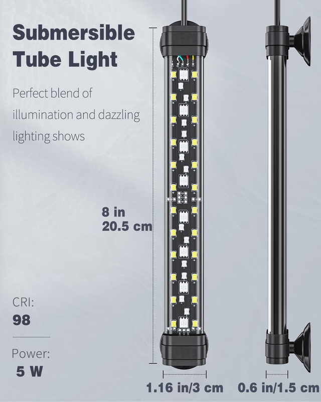 Pawfly 5 W Aquarium LED Light 8 Inch 24/7 Fish Tank Light with Full Spectrum Bri Item image 4
