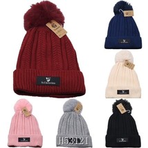 6 Pack Women Winter Beanie Hat With Pom Pom Knit Thermal Warm Fleece Lined Cap - £28.12 GBP