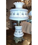 Quoizel Blue Floral 3 Way Hurricane Lamp 1973 Abigail Adams GWTW 26&quot; Vin... - $199.99