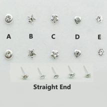 2PC 925 Sterling Sliver 24G Nose Stud Crystal Piercing - FAST SHIPPING! - £5.60 GBP