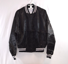 Auburn Sportswear Black Bomber Jacket Blank Mens XL Shiny Vintage - £26.62 GBP