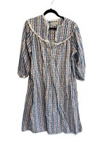 LANZ OF SALZBURG Womens Flannel Nightgown Tyrolean Heart Floral Lace Tri... - £17.36 GBP