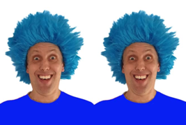 2 PACK Blue Fuzzy USA Team Spirit 80s Punk Wig Costume Kids or Adult One... - $23.36