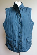 Talbots L Teal Quilted Button Front Fleece-Lined Vest - £15.44 GBP