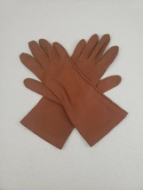 VTG Rusty Brown Color Gloves 60&#39;s Mod Rockabilly Wrist Length Ladies 7.5... - $29.99