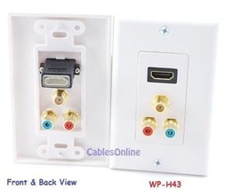 Hdmi &amp; 2-Rca + F-Connector A/V Wall-Plate, White Wp-H43 - $31.15