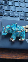 New Betsey Johnson Necklace Elephant Blueish Rhinestone Cute Collectible Decor   - £11.98 GBP