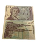 1991 Croatia 25 Dinars Banknote Zagreb Cathedral Rare Collectible Currency - $5.92 CAD