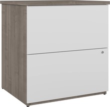 Bestar Ridgeley 28W 2-Drawer Lateral File Cabinet In Pure White And Silver - £176.80 GBP