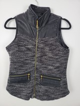 Takara Faux Leather Vest Small Womens Black Gold Hardware Full Zip Sleev... - $22.56