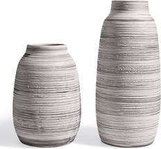 Teresa&#39;S Collections Grey Decorative Vase For Pampas Grass, Set Of, 7.6/11Inch. - £36.84 GBP