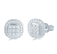 1/2 CT TW Cushion Cluster Stud Earrings in Sterling Silver - £69.75 GBP