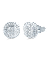 1/2 CT TW Cushion Cluster Stud Earrings in Sterling Silver - $121.95 CAD