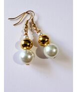 Pearl Gold white earrings gold earrings necklace Boho white crystal pear... - $34.00
