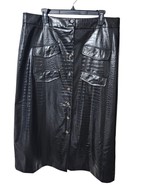 Mare Mare x Anthropologie Utility Skirt Black Faux Leather CROCODILE XL ... - $1,241.65 MXN