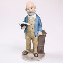 Porcelain Figurine Of Distinguished Preacher Older Man Standing At Pulpit Book - £11.20 GBP