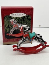 1999 &quot;Zebra Fantasy&quot; Hallmark Keepsake Ornament Rocking Horse Vintage - £7.44 GBP