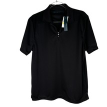 Perry Ellis Mens Polo Black Medium Zipper Ribbed New - $34.64