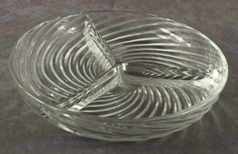 Vintage Tableware Spiral Optic Glass Sectional Relish Dish Serving Shall... - $18.79