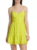 8 - Alice + Olivia $395 Lemon Sorbet Eyelet Cotton Smocked Back Dress NE... - $150.00