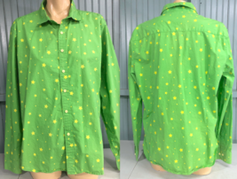 Coofandy Green Stars Cotton Blend Long Sleeve Mens XL Shirt - $15.50