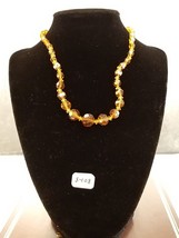  Vintage Amber Crystals Necklace Very Sparkly 17 inches - $10.99