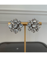 Vintage Rhinestone Cluster Button Clip On Earrings - $37.95 CAD