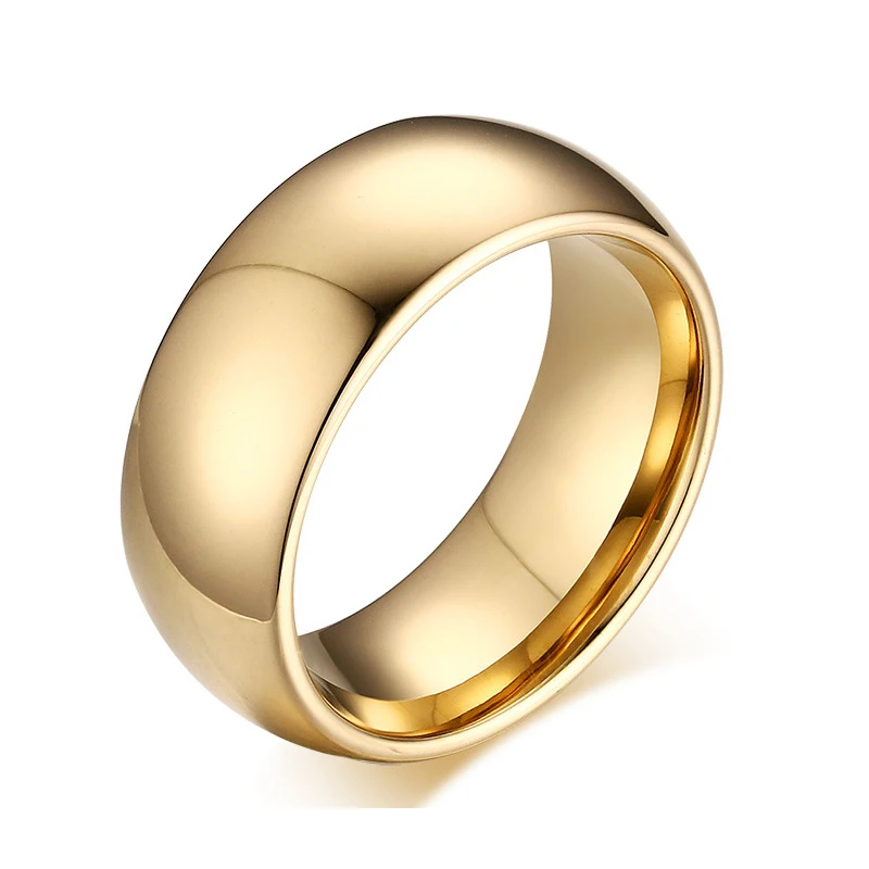 Domed Men Tungsten Ring Rose Gold, Gold,Silver Color Polished Pure Carbide Ring  - £20.01 GBP