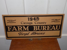 Vintage 1945 Cayuga County (NY) Farm Bureau Cardboard Sign - $44.55