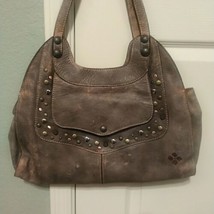 PATRICIA NASH ERGO Brown Leather Studded Distressed PURSE Shoulder Bag S... - $74.25