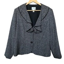 Joseph Ribkoff Grey Black Ruffle Blazer Jacket Women Size 14 - $93.50