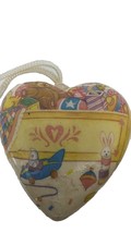 Vintage Paper Mache Heart Ornament with 70’s Era Toys Chest Bear Christmas - £8.02 GBP