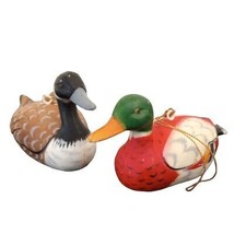 Loon Ornaments Christmas Set of 2 Made in Hong Kong Plastic 3&quot; x 2&quot; VTG - £3.90 GBP