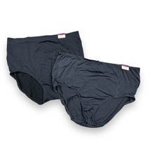 2 New Cacique Lane Bryant Solid Black Cotton &amp; Nylon Full Brief Panties Sz 26/28 - £13.54 GBP