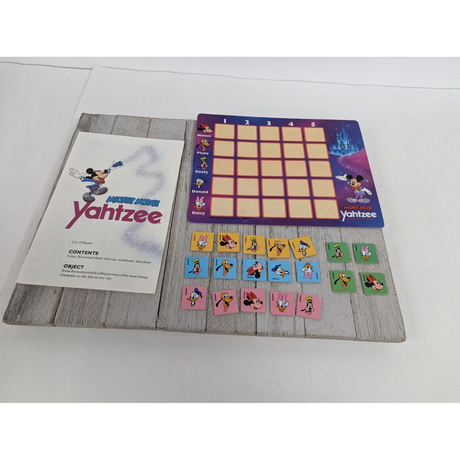 1988 Mickey Mouse Yahtzee Jr Game by Milton Bradley Replacement tokens board - $12.95