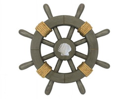 [Pack Of 2] Antique Decorative Ship Wheel With Seashell 12&quot;&quot; - £37.11 GBP