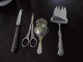 Silverplate Mismatched 4 Pieces: Percolator, Server Spatula, Victorian O... - $29.39