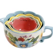 Pioneer Woman Garden Floral 4 Pc Measuring Cup Bowl Set Breezy Blossom B... - $19.52