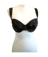 Vintage 90s Unlined Black Gold Underwire Bra Goth Rocker Size 36D - £18.55 GBP