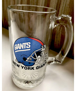 Vintage NFL New York NY GIANTS Glass Mug 5.5&quot; Tall 12oz Thumbprint Handl... - $188.16 MXN