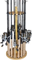 16 Fishing Rod Storage Rack Stand Wood Grain for Freshwater Fishing Poles Holder - £54.46 GBP
