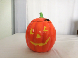 Hallmark Halloween pumpkin Treat Jar With Lid Black Spider Jack O Lantern - £10.10 GBP